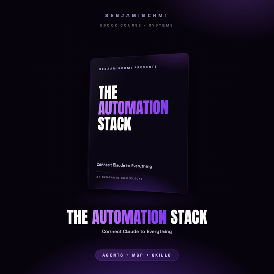 The Automation Stack ebook course, black and purple 3D book cover