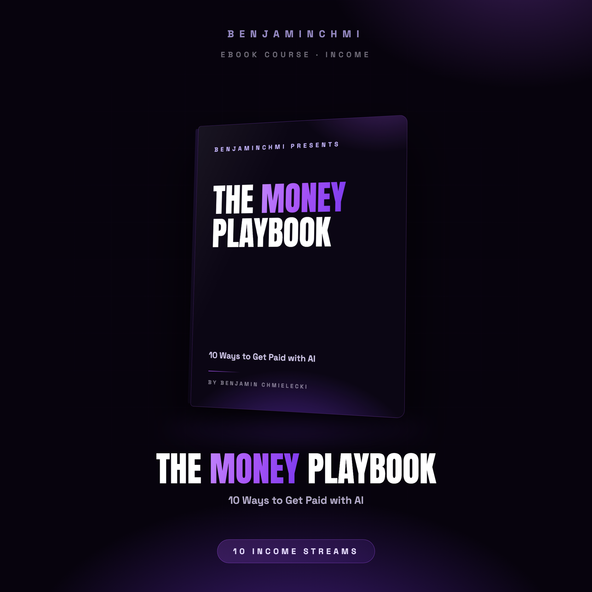 The Claude Money Playbook ebook course, black and purple 3D book cover
